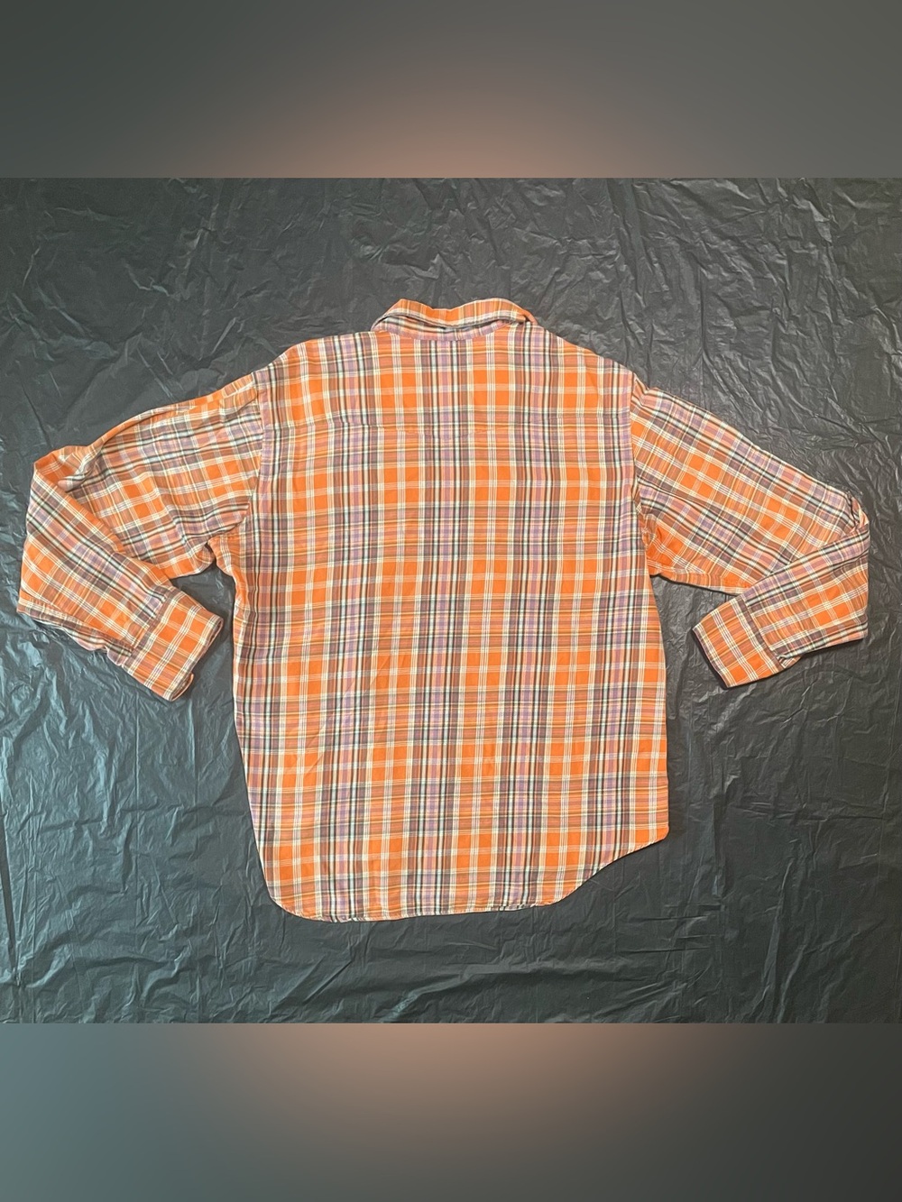 Ralph Lauren Orange and White Plaid Long-Sleeve Button-Down Shirt - Picture 4 of 6